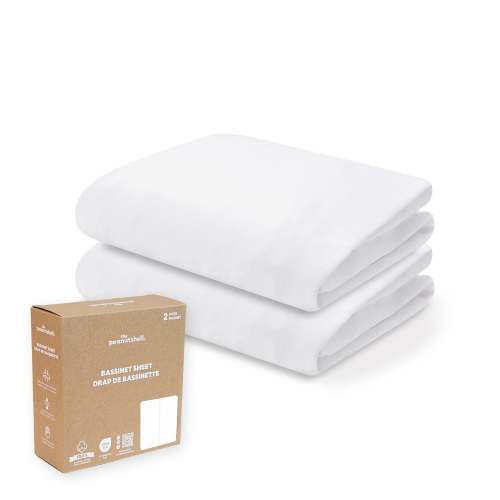 White Bassinet Organic Cotton Sheets for Baby Boys and Girls, 2-Pack