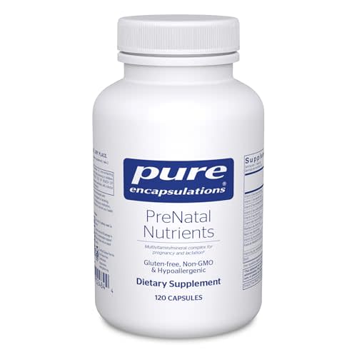 Pure Encapsulations PreNatal Nutrients - for Pregnancy & Lactation - Aids Energy & DNA Development* - with Folate, Choline & Iron - Gluten Free & Non-GMO - 120 Capsules