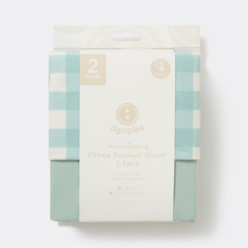 Dymples Fleece Fitted Bassinet Sheet 2 Pack - Blue Gingham