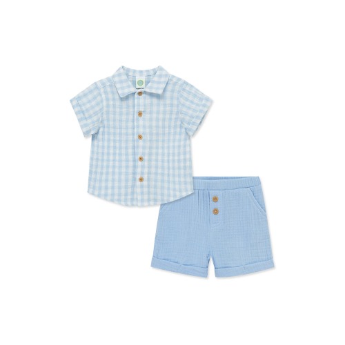 Little Me Check Button-Up Shirt & Shorts Set | Nordstromrack