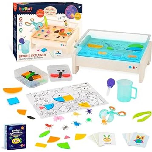Battat Education – Tracing Light Box for Kids – Sensory Light Up Board – Educational Toys for Toddlers – Includes Double – Sided Tracing Cards – Bright Explorer