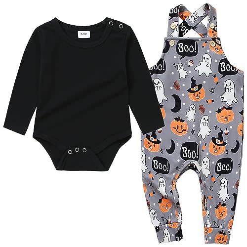 YUEMION Toddler Baby Boy Clothes Infant 2Pcs Outfits Overalls 0-24 Months | 2-Piece Fall Winter Spring Romper Outfit Gift Set, Baby Boy Newborn Essentials, Photography, Hospital Coming Home Outfit