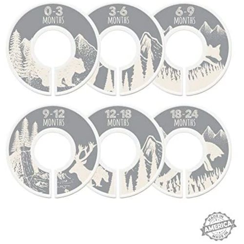 Modish Labels Baby Nursery Closet Dividers, Closet Organizers, Nursery Decor, Baby Boy, Baby Girl, Gender Neutral, Woodland, Tribal, Woodland Animals, Bear, Fox, Deer, Gray, Grey, Beige, (Gray/Tan)