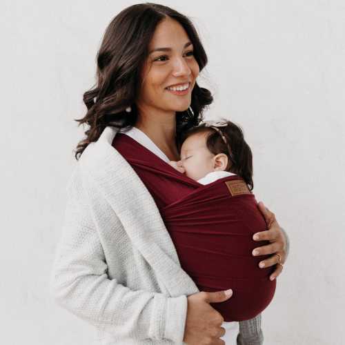 MERLOT RED Baby Wrap Carrier - Soft Newborn Sling for Babywearing, Nursing, Breastfeeding | Gift-Ready Box for Baby Shower or Registry