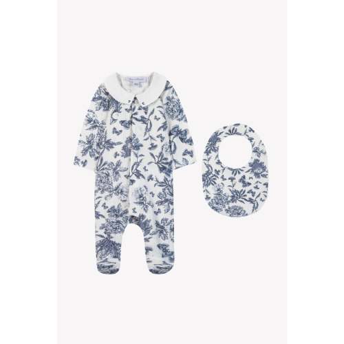 Box - Navy Pajamas and Bib toile de jouy unisex | Tartine et Chocolat