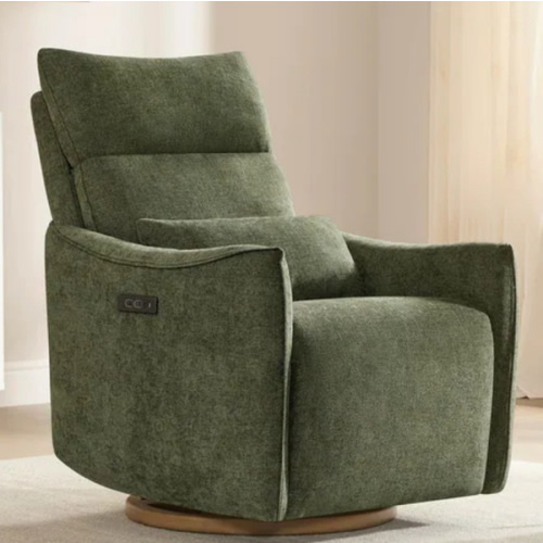 Power Swivel Recliner Chair Dual-Motor Nursery Glider with Lumber Pillow