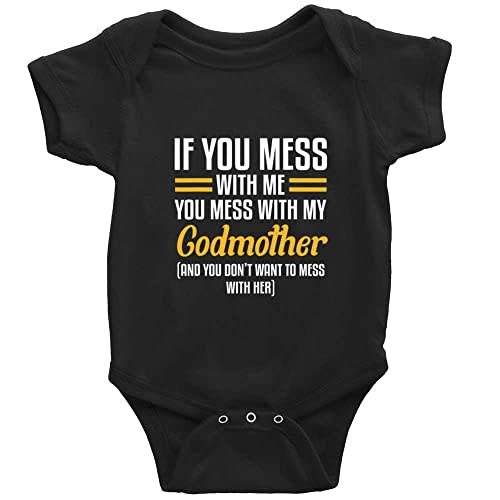 Leyumgavry If You Mess with Me,You Mess with My Godmother Romper Short Sleeve Baby Playsuit
