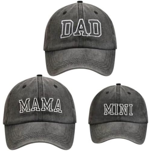 3 Pcs Parent-Child Baseball Hats Adjustable Mama Dad Mini Daughter Son Embroidered Cap Matching Retro Family Hats