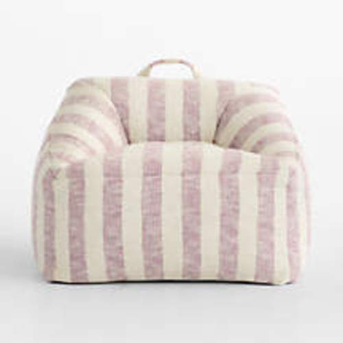 Charlie Stone Tan Striped Organic Cotton Kids Lounge Chair