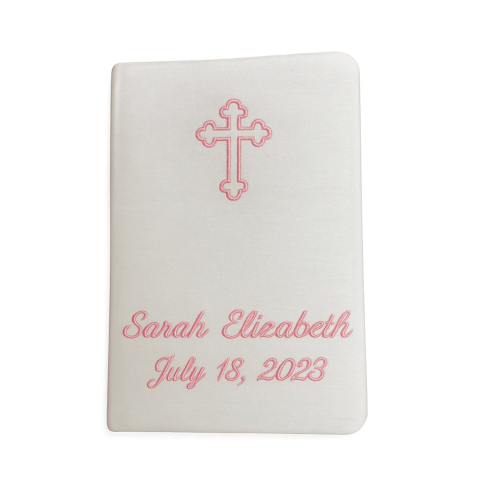 Personalized Children’s Bible in Shantung with Cross, Pink