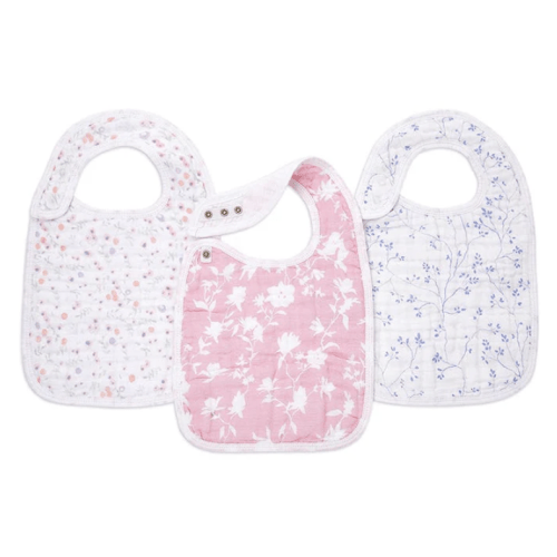Floral Cotton Muslin Snap Bibs | aden + anais