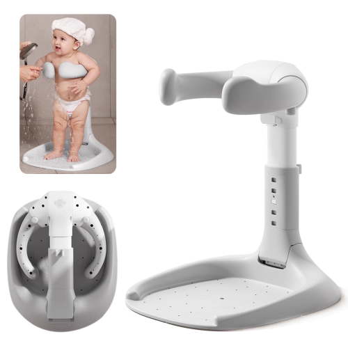 Baby Bath with Shower Stand Support, Anti-Slip Baby Shower Standing Support Adjustable Height Toddler Bathtub, Bath Essentials for Infants 6-36 Months