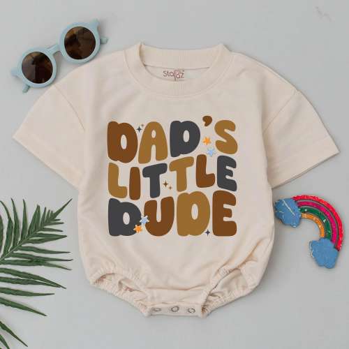 Dad's Little Dude Romper – Baby Announcement, First Father's Day Outfit, Dad Son Bodysuit, Cute New Dad Gift, Baby Boy Shower Gift