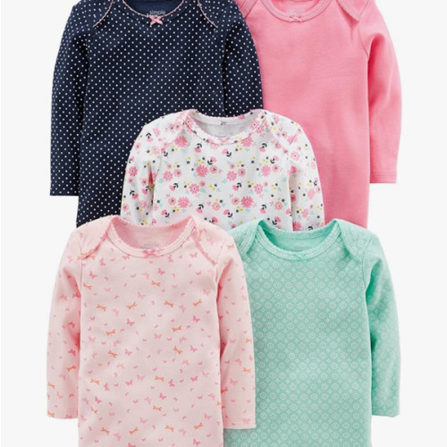 Simple Joys by Carter's Baby Girls' Long-Sleeve Bodysuit, Pack of 5