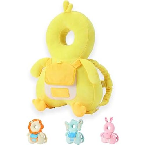 JunNeng Baby Head Protector Backpack with Squeaker,Toddler Head Safety Protection Cushion, Yellow Duck
