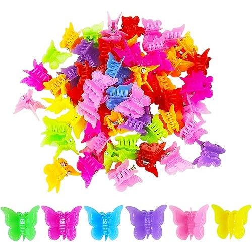 Hair Clip, 100 Pcs Butterfly Hair Clips for Girls, Pastel, Rainbow, Mini Hair Clips for Toddlers