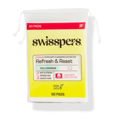 Swisspers Beauty Pack: Large Face Premium 100% White Cotton Ultra Soft Cleansing Pads, 50 Count