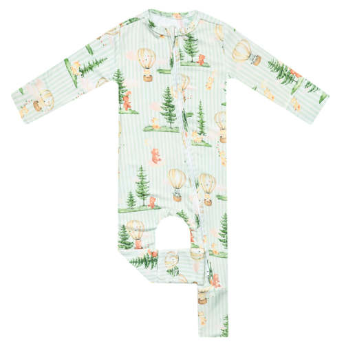 Bamboo Convertible Zip-Up Footie - Forest Explorer
