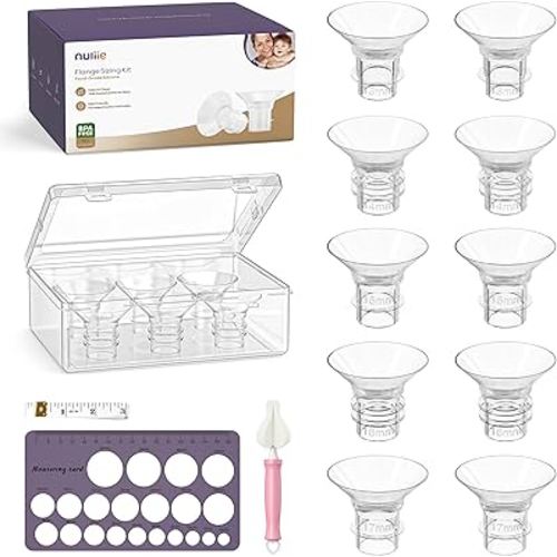 Nuliie 10PCS Silicone Flanges Insert Replacement Kit, Flange Sizing Kit 13/14/15/16/17mm for 24mm Flange/Shield Breast Pumps, Pumping Essential Kit for Moms