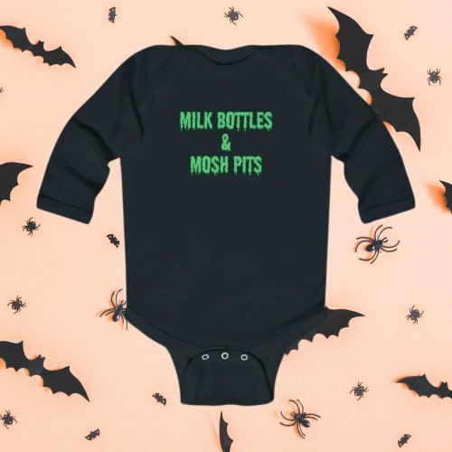 Milk Bottles And Mosh Pits Infant Long Sleeve Bodysuit, Emo Baby Clothes, Future Emo Kid, Punk Baby Clothes, Metal Baby Clothes, Gothic Baby