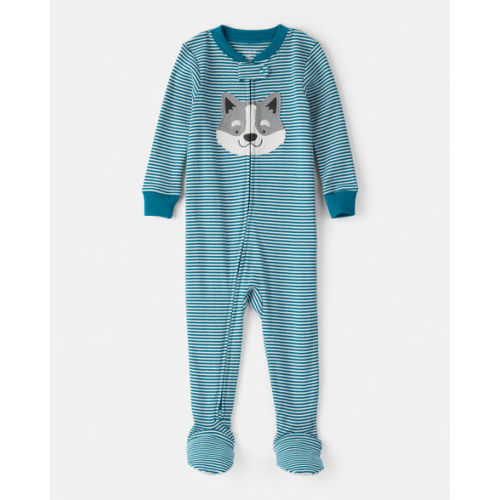 Baby Boy Dog Striped 100% Cotton Snug Fit 2-Way Zip Footie 1-Piece Pajamas - Blue | Carter's