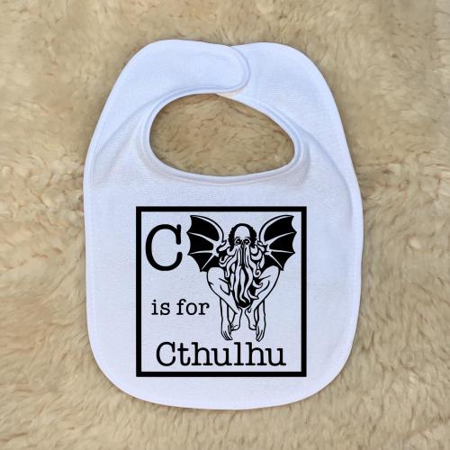 C is for Cthulhu Baby Bib: Spooky HP Lovecraft Baby Shower Gift