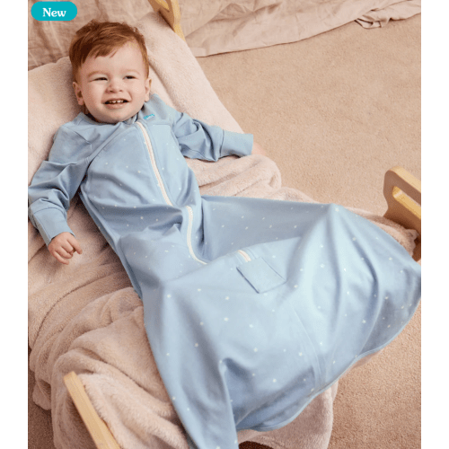 Sleep Bag Long Sleeve 1.0 TOG Cotton Powder Blue Twinkle