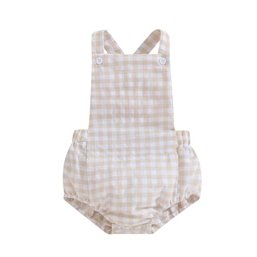 Newborn Baby 1 Piece Summer Romper Baby Girl Boy Solid Color Jumpsuit Sleeveless Backless Overalls Outfits
