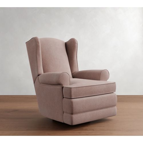 PB Roll Arm Upholstered Wingback Power Recliner, Polyester Wrapped Cushions, Rustic Chenille Gravender