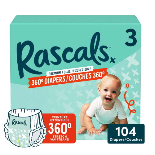 Rascals Premium 360 Diapers, Size 3, 104 Count - Walmart.ca