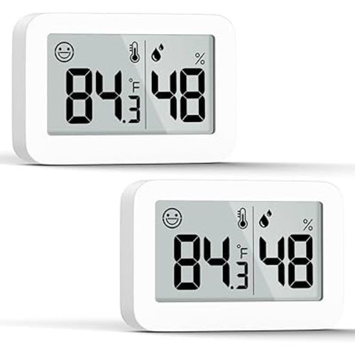 DOOMAY 2-Pack Mini Hygrometer Indoor Thermometer, Humidity Gauge with Switch (℃/℉), Humidity Meter Digital Temperature Monitor for Greenhouse Babyroom Cellar Reptile Incubator Closet