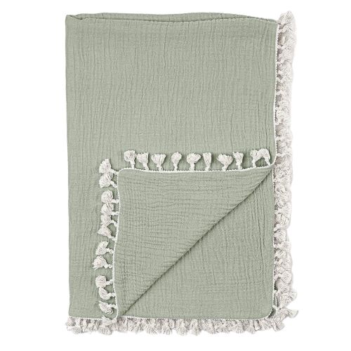 6-Layer Muslin Cotton Baby Blanket (Green Fern)