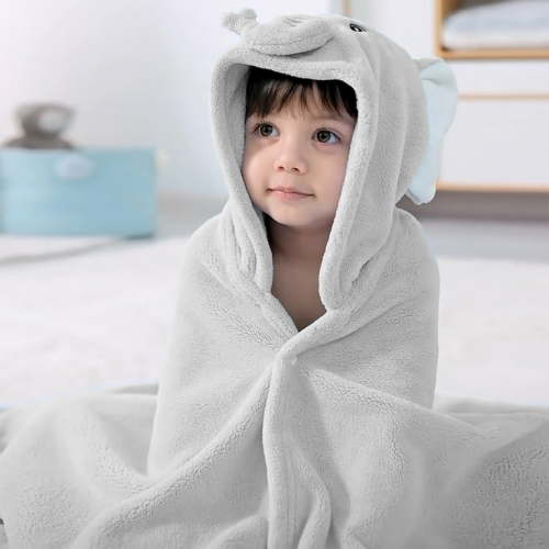 Qocolhg Baby Hooded Towel, 28x55 inch Toddler Bath Towels for Newborn Babies, Soft Blanket for Kids, Security Blanket for Boys & Girls, Super Absorbent Cute Cartoon Animal, Shower Gifts for Kids