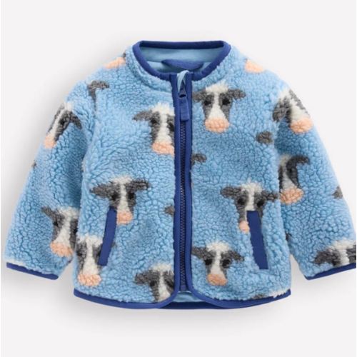 Cosy Borg Jacket-Glacier Blue Cows | Boden USA