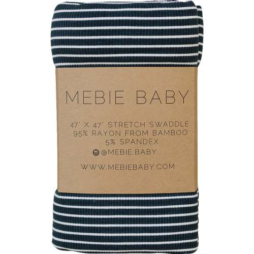 Navy Stripes Ribbed Bamboo Stretch Swaddle