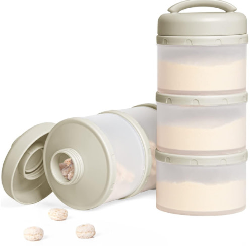 Termichy Stackable Formula Dispenser Portable Milk Powder Container, 2 Pack, Warm Grey