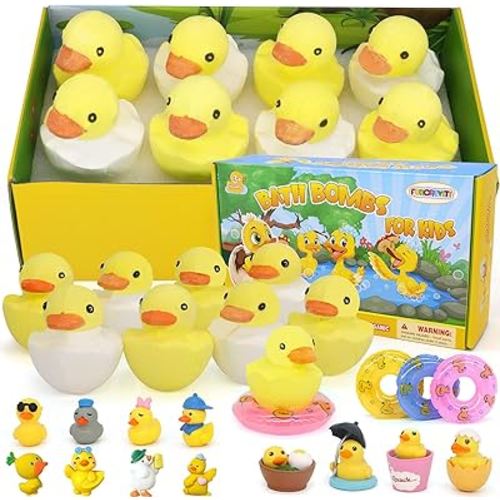 Bath Bombs for Kids with Surprise Inside,8 Pack Kids Bath Bombs Gift Set, Natural and Organic Bubble Bath Fizzy with Bath Toys, Birthday Gifts for Girls Boys