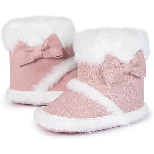 HsdsBebe Baby Boys Girls Snow Boots Premium Button Non Slip Soft Sole Toddler First Walker Winter Warm Crib Shoes