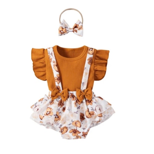 SOPHIE Overall Romper with Headband - Hazel & Bo