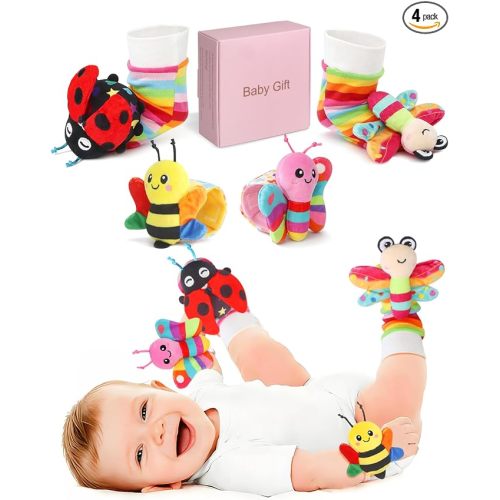 Bloobloomax Wrist Rattle Socks, Baby Halloween & X-max Toys for 0-12 Months