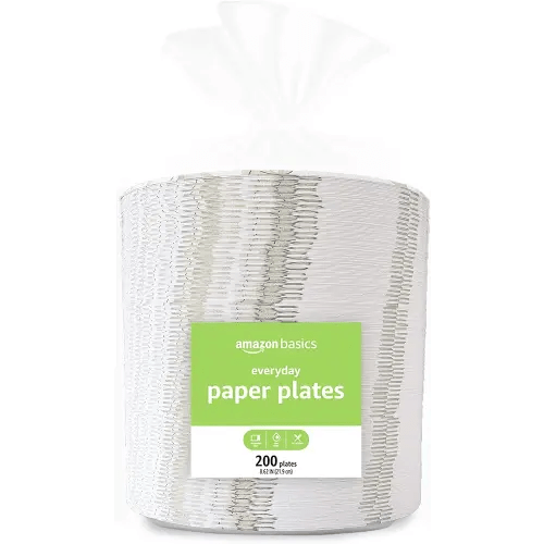 Amazon Basics Everyday Paper Plates, 8 5/8 Inch, Disposable, 200 Count
