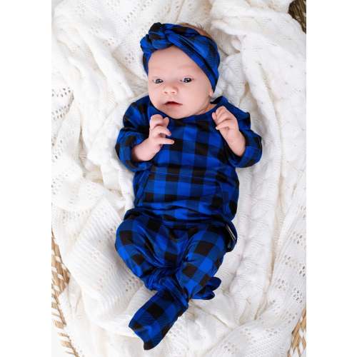 Front Opening Ready Set Romper® in Blue Buffalo Plaid