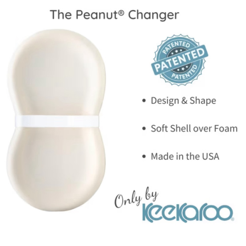 Keekaroo Peanut Changer Baby Vanilla– The Original Made in USA Easy-to-Clean Changing pad and The only Shell Over Foam, Fully Water Repellant