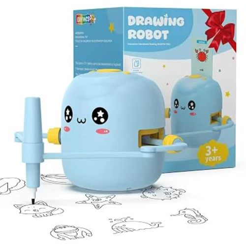 Drawing Robot for Kids with 150 Cards, Voice Interactive Educational Drawing Kit for Kids, Montessori Painting Learning Toys for 3 4 5 6 7 8 Year Old Boys Girls Birthday Party