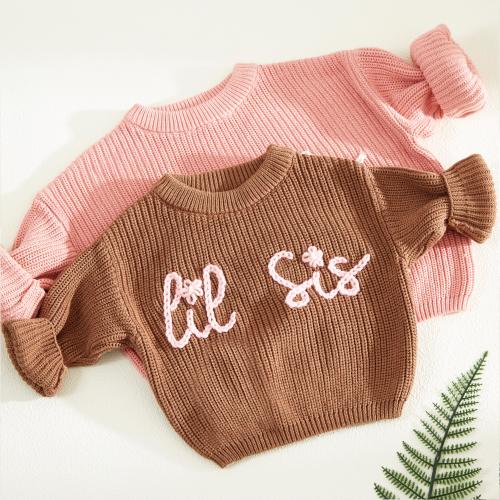 Customized Big Lil Sis Baby Sweater,Personalized Flower Twins Jumper,Spring Big & Lil Sis Outfit,Knitted Toddler Sweater,Baby Birthday Gift