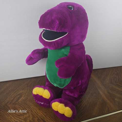 Barney the Dinosaur Large Plush Vintage Stuffed Animal Purple Green Jumbo 18"