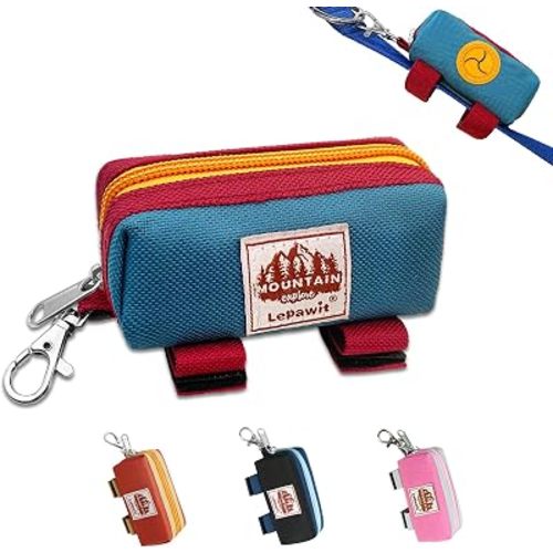 Dog Poop Bag Holder for Leash, Large-Capacity Canvas Pouch, Blue