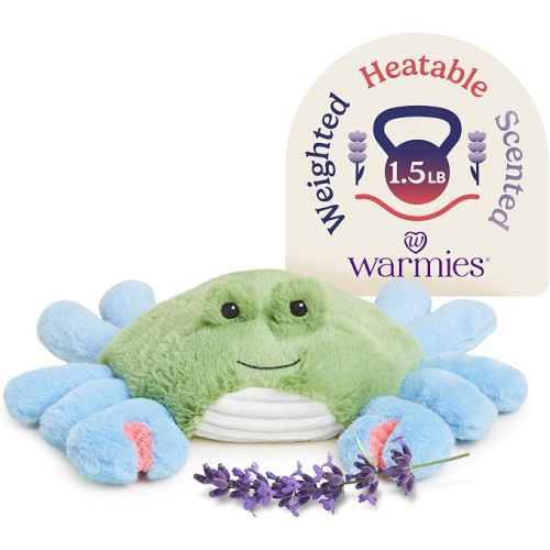 warmies Microwavable & Weighted Stuffed Animals, Blue Crab, Plush Toys | Weighted Plush Cute Stuffed Animal, Microwaves 90 Secs, Freezer 2-3 Hrs for Cool Relief, Scented with Calming French Lavender