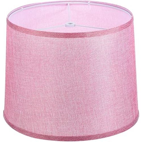 PATIKIL Lamp shades for Table Lamps 11.4" Top x 12.6" Bottom x 9.8" High Drum Lamp shades for Floor Lamps Medium Linen Lampshade Easy Assembly for Lamp Replacement, Pink