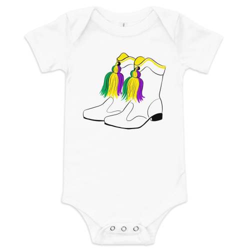 Mardi Gras Boots Baby Onesie